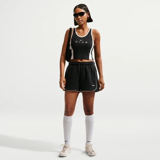 Zdjęcie produktu Damskie luźne spodenki z dzianiny ze średnim stanem 8 cm Nike - Czerń