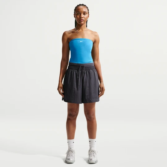 Zdjęcie produktu Damskie luźne spodenki z wysokim stanem z lekkiego materiału rip-stop Nike - Szary