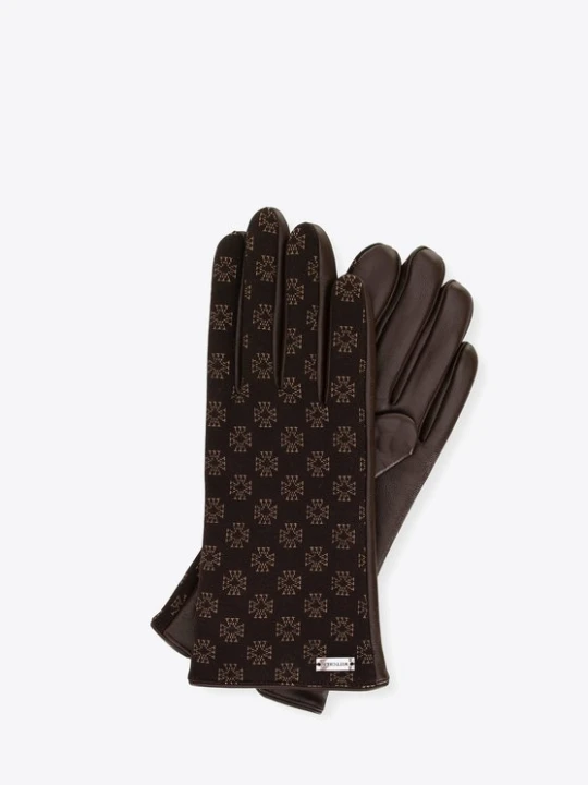 Zdjęcie produktu Damskie rękawiczki skórzane z monogramem brązowe Wittchen