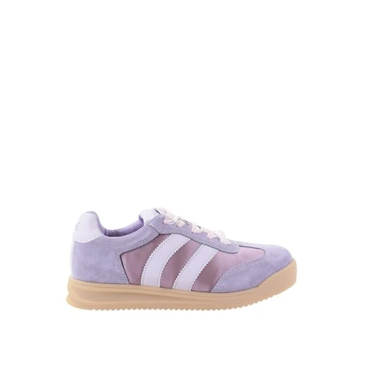 Zdjęcie produktu Damskie skórzane sneakersy oldschool z ozdobną sznurówką filoetowe GOE TT2N4059