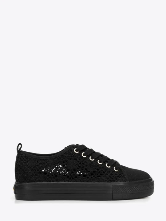 Zdjęcie produktu Damskie sneakersy ażurowe czarne Wittchen