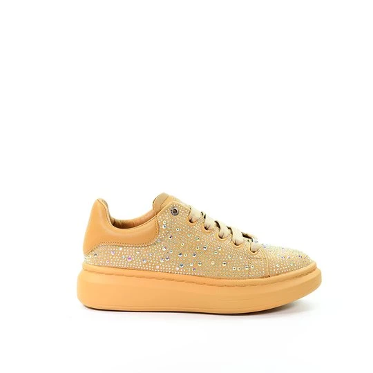 Zdjęcie produktu Damskie sneakersy beżowe z cyrkoniami GOE MM2N4006