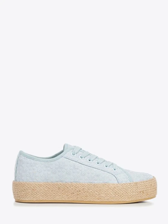 Zdjęcie produktu Damskie sneakersy na słomkowej podeszwie niebieskie Wittchen