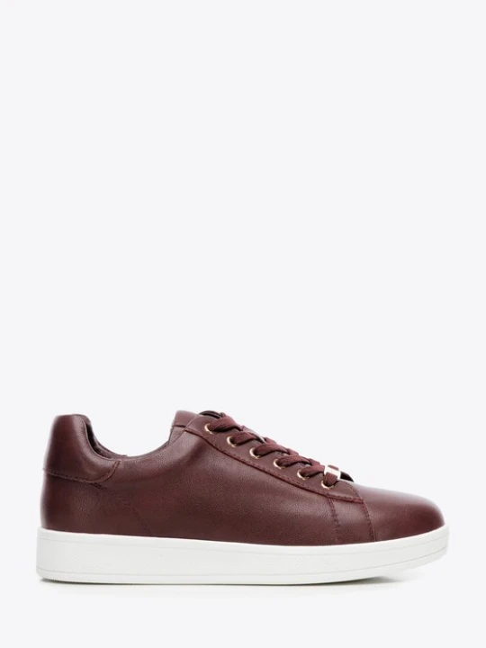 Zdjęcie produktu Damskie sneakersy skórzane na platformie bordowe Wittchen