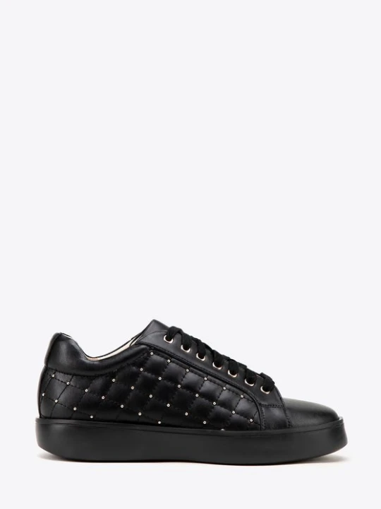 Zdjęcie produktu Damskie sneakersy skórzane z pikowaną cholewką czarne Wittchen