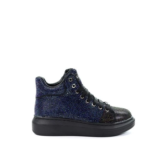 Zdjęcie produktu Damskie sneakersy wysokie granatowe z cyrkoniami GOE MM2N4010