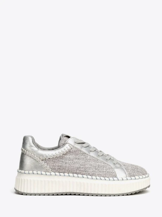 Zdjęcie produktu Damskie sneakersy z materiału włókienniczego i ekoskóry szaro-srebrne Wittchen
