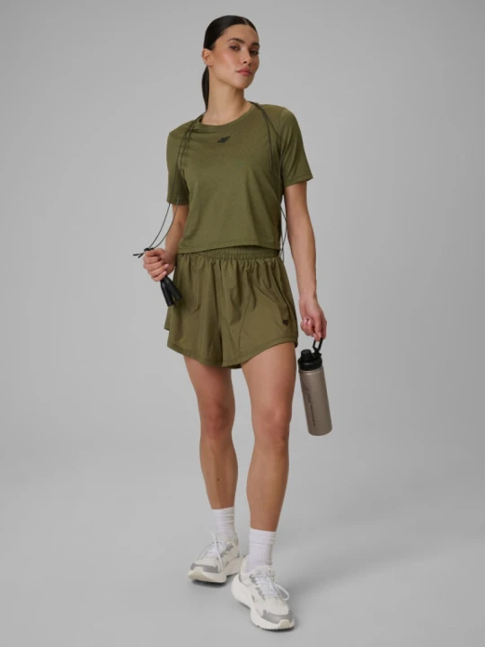 Zdjęcie produktu Damskie spodenki treningowe 4F 4FWSS26TFSHF1295 - khaki