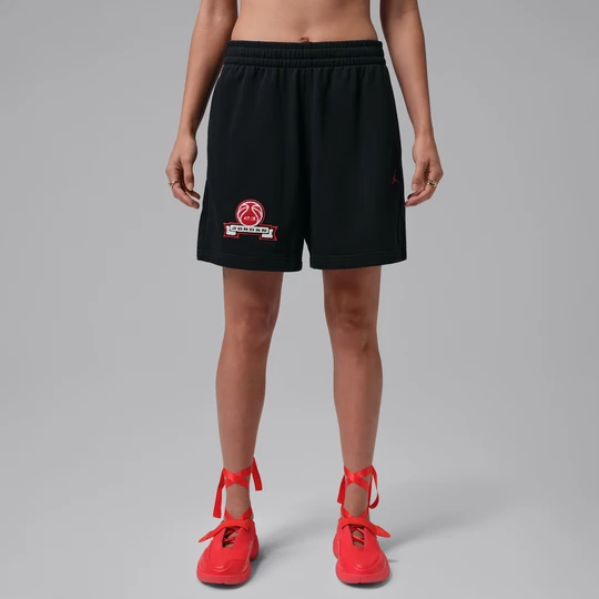 Zdjęcie produktu Damskie spodenki z dzianiny dresowej z grafiką Jordan Brooklyn Fleece - Czerń