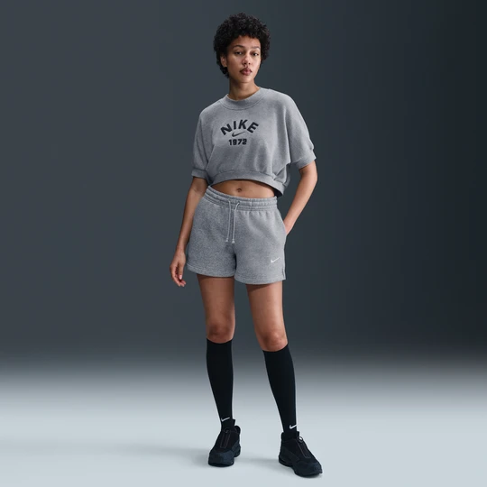 Zdjęcie produktu Damskie spodenki ze średnim stanem 10 cm Nike Phoenix Fleece - Szary