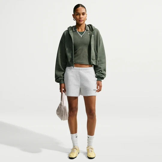 Zdjęcie produktu Damskie spodenki ze średnim stanem Nike Studio Fleece Medium Weight - Brązowy
