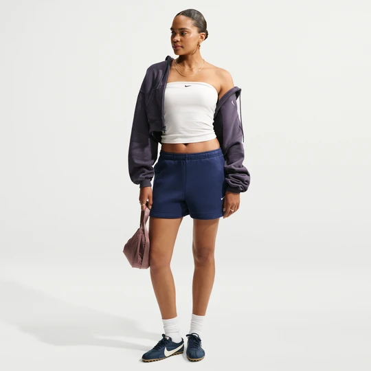 Zdjęcie produktu Damskie spodenki ze średnim stanem Nike Studio Fleece Medium Weight - Niebieski