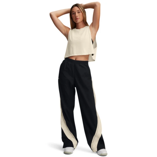 Zdjęcie produktu Damskie spodnie casual tkaninowe Under Armour Icon Crinkle Tear-Away Pant - czarne