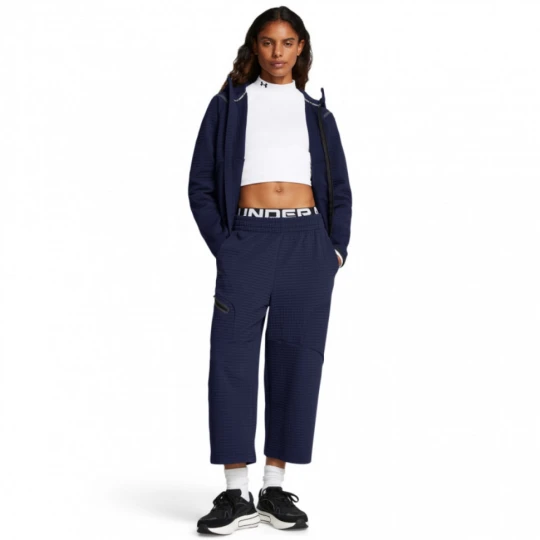 Zdjęcie produktu Damskie spodnie dresowe Under Armour Unstoppable Txt Wide Leg Crop - granatowe