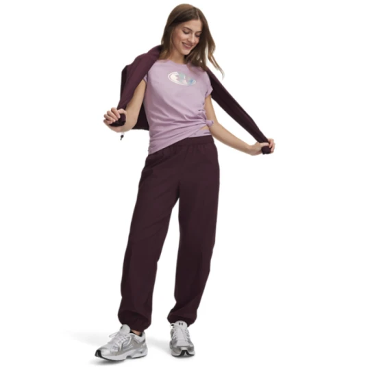 Zdjęcie produktu Damskie spodnie tkaninowe joggery Under Armour Unstoppable Wvn Jogger - burgundowe