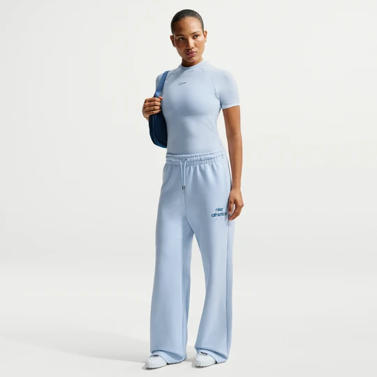 Zdjęcie produktu Damskie spodnie z wysokim stanem i szerokimi nogawkami Nike Phoenix Fleece - Niebieski