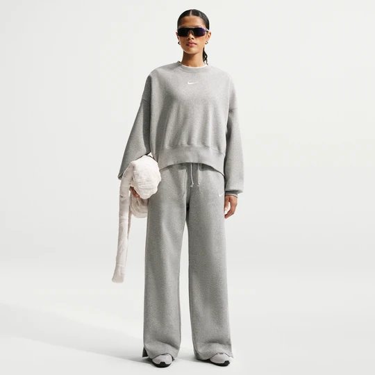 Zdjęcie produktu Damskie spodnie z wysokim stanem i szerokimi nogawkami Nike Phoenix Fleece - Szary