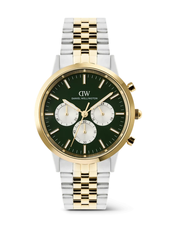 Zdjęcie produktu Daniel Wellington DW Watch Iconic Chronograph Arch 5-Link Emerald Panda Two Tone 42mm Gold