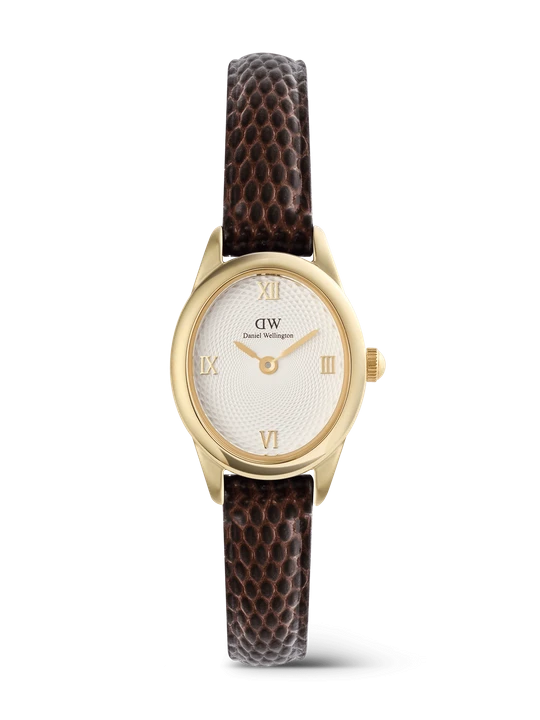 Zdjęcie produktu Daniel Wellington DW Watch Ophelia Mini Dark Brown Lizard White Guilloché Gold 22x25.5mm