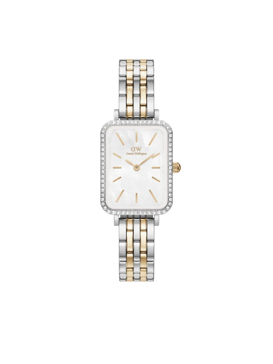 Zdjęcie produktu Daniel Wellington DW Watch Quadro Lumine Bezel 5-Link Two-Tone MOP 20x26mm MIC Silver