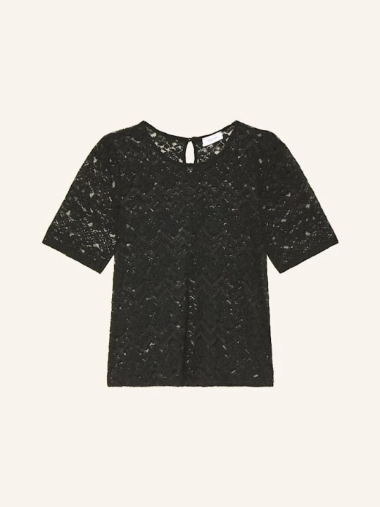 Zdjęcie produktu Darling Harbour T-Shirt Z Dziurkowanej Koronki schwarz czarny