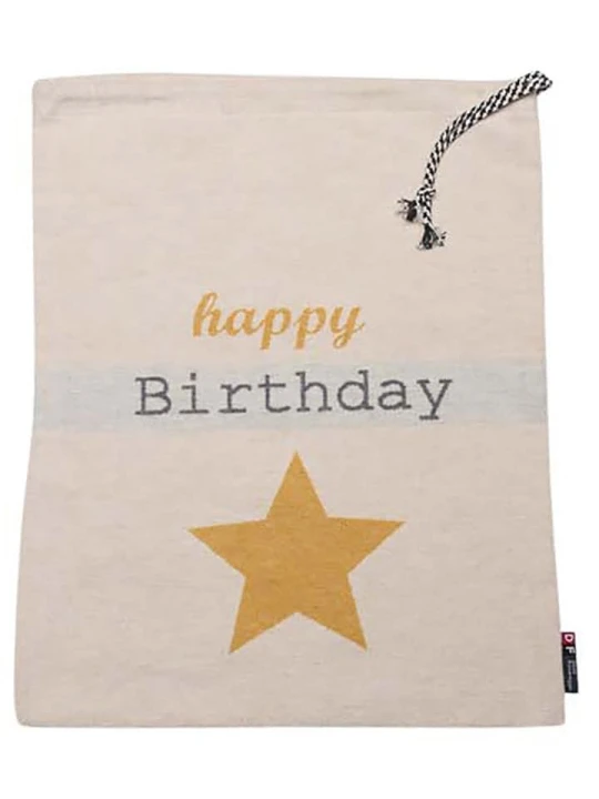 Zdjęcie produktu David Fussenegger Worek "Happy Birthday" w kolorze beżowym rozmiar: 50x40 cm