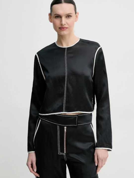Zdjęcie produktu Day Birger et Mikkelsen bluzka z domieszką lnu Baryl czarny