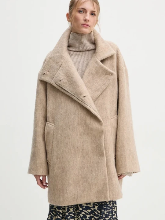 Zdjęcie produktu Day Birger et Mikkelsen płaszcz z domieszką wełny Keaton - Fluffy Wool Blend beżowy
