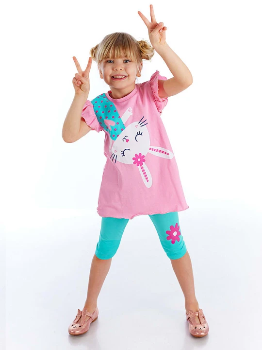Zdjęcie produktu Denokids 2-częściowy zestaw "Bunny" w kolorze turkusowo-jasnoróżowym rozmiar: 128
