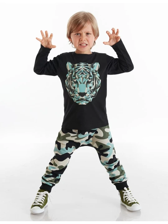 Zdjęcie produktu Denokids 2-częściowy zestaw "Camo Tiger" w kolorze czarno-turkusowym rozmiar: 98