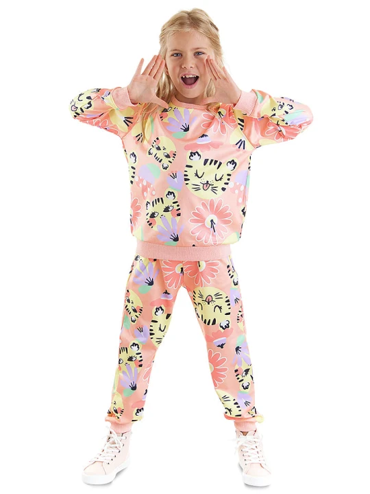Zdjęcie produktu Denokids 2-częściowy zestaw "Cats & Flowers" w kolorze jasnoróżowym rozmiar: 104