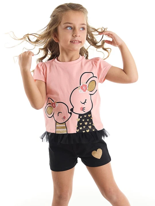 Zdjęcie produktu Denokids 2-częściowy zestaw "Cute Mice" w kolorze czarno-jasnoróżowym rozmiar: 104