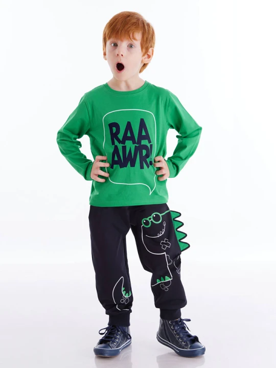 Zdjęcie produktu Denokids 2-częściowy zestaw "Dino Spike" w kolorze zielono-granatowym rozmiar: 116