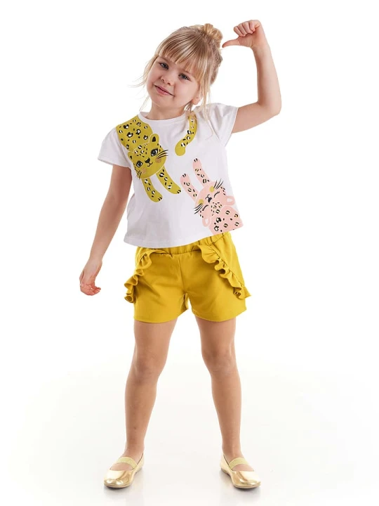 Zdjęcie produktu Denokids 2-częściowy zestaw "Funny Cats" w kolorze biało-żółtym rozmiar: 98