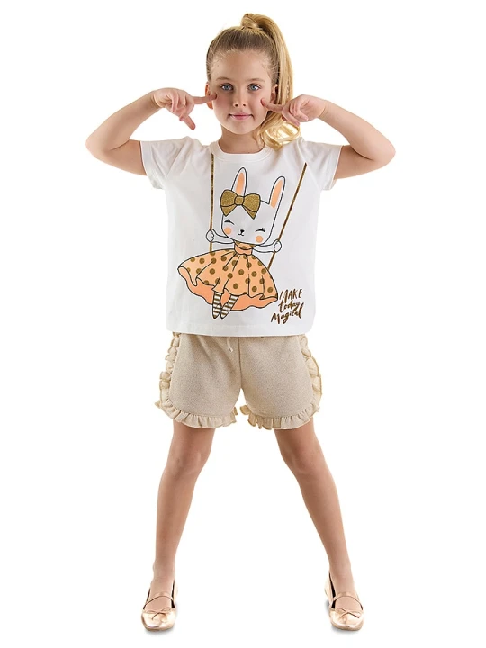 Zdjęcie produktu Denokids 2-częściowy zestaw "Golden Bunny" w kolorze biało-złotym rozmiar: 92