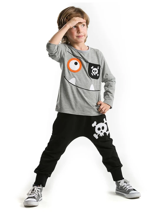 Zdjęcie produktu Denokids 2-częściowy zestaw "Happy Pirate" w kolorze szaro-czarnym rozmiar: 116