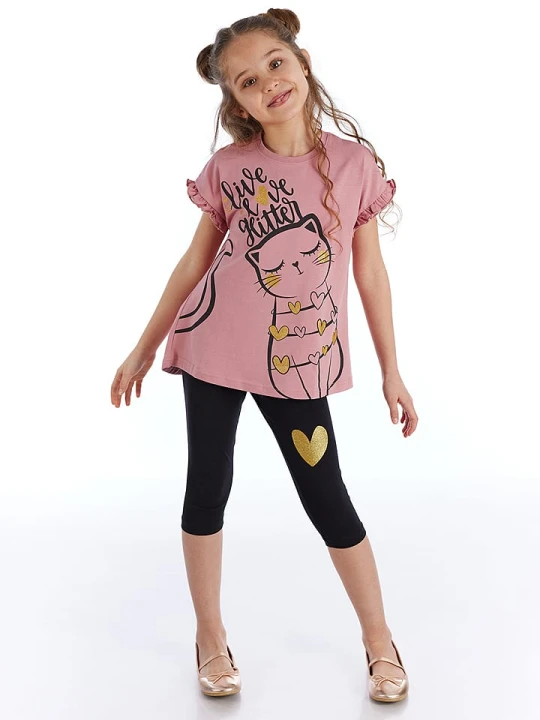 Zdjęcie produktu Denokids 2-częściowy zestaw "Love Cats" w kolorze czarno-jasnoróżowym rozmiar: 128