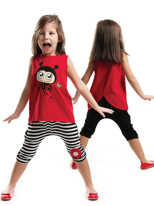 Zdjęcie produktu Denokids 2-częściowy zestaw "Miss Lady Bug" w kolorze czarno-czerwonym rozmiar: 116