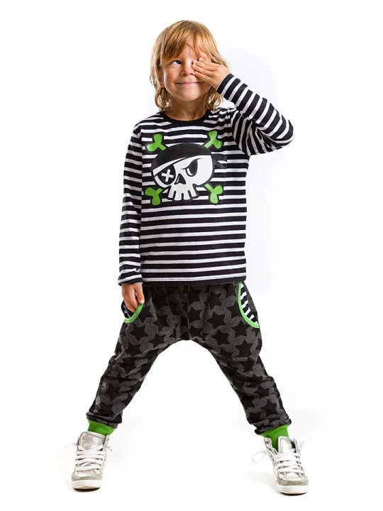 Zdjęcie produktu Denokids 2-częściowy zestaw "Pirate Skull" w kolorze antracytowo-czarnym rozmiar: 116