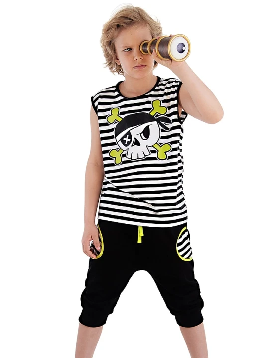 Zdjęcie produktu Denokids 2-częściowy zestaw "Pirate Striped" w kolorze biało-czarnym rozmiar: 122
