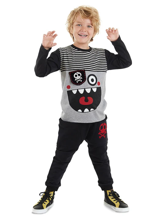 Zdjęcie produktu Denokids 2-częściowy zestaw "Pirate" w kolorze szaro-czarnym rozmiar: 92