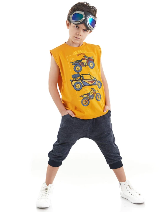 Zdjęcie produktu Denokids 2-częściowy zestaw "Race Team" w kolorze żółto-szarym rozmiar: 128