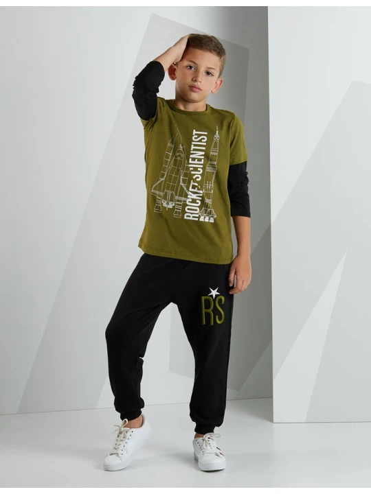 Zdjęcie produktu Denokids 2-częściowy zestaw "RS" w kolorze oliwkowo-czarnym rozmiar: 140