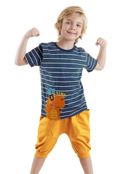 Zdjęcie produktu Denokids 2-częściowy zestaw "Sailor Dino" w kolorze żółto-granatowym rozmiar: 92