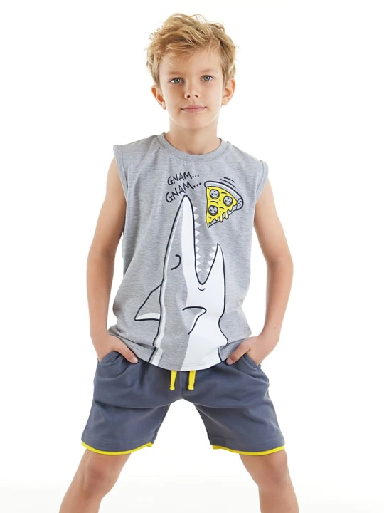 Zdjęcie produktu Denokids 2-częściowy zestaw "Shark" w kolorze szarym rozmiar: 116