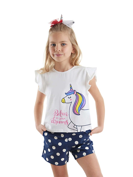 Zdjęcie produktu Denokids 2-częściowy zestaw "Shinny Unicorn" w kolorze biało-granatowym rozmiar: 104