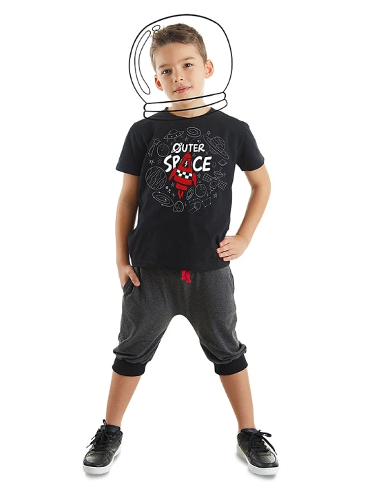 Zdjęcie produktu Denokids 2-częściowy zestaw "Space Rocket" w kolorze czarno-antracytowym rozmiar: 122