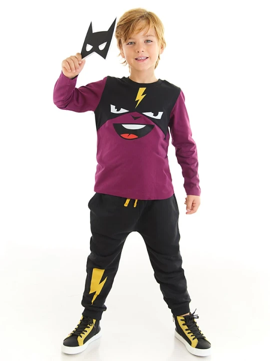 Zdjęcie produktu Denokids 2-częściowy zestaw "Thunder Mask" w kolorze fioletowo-czarnym rozmiar: 104
