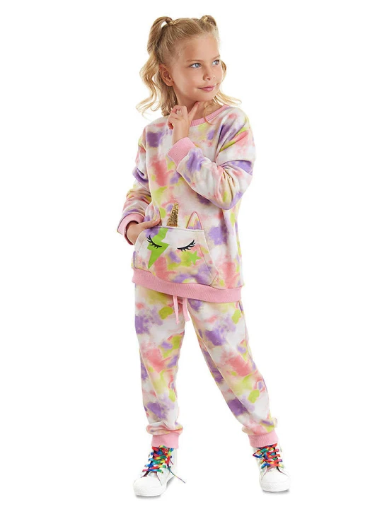 Zdjęcie produktu Denokids 2-częściowy zestaw "Tie-dye Unicorn" w kolorze jasnoróżowym rozmiar: 140
