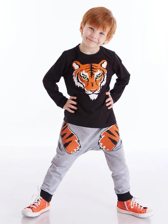 Zdjęcie produktu Denokids 2-częściowy zestaw "Tiger Paws" w kolorze szaro-czarnym rozmiar: 98
